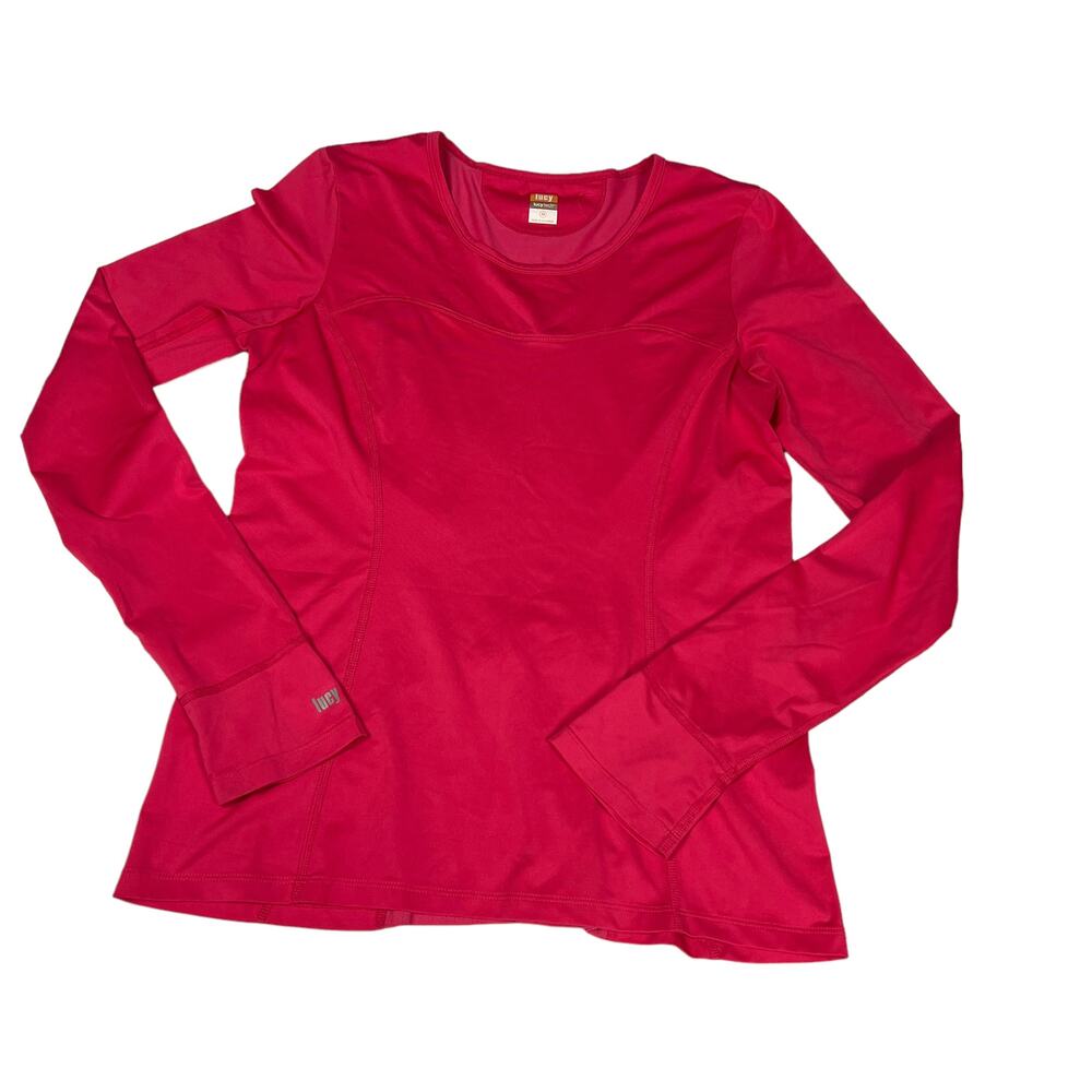 Lucy Tech Top Long‎ Sleeve Workout Tee Stretch Active Thumbholes Pink Women's M